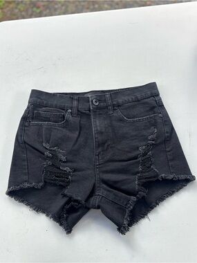 Kendall & Kylie Black Distressed High-Rise Jean Shorts